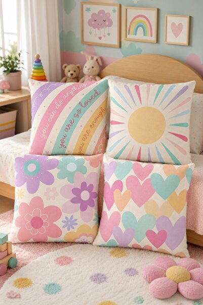 EVPANYA Sun and Rainbow Patterned 4-Piece Children's and Baby Pillowcase Set