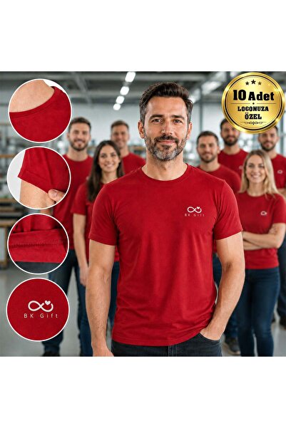 Bk Gift 10 Premium Burgundy T-Shirts with Your Logo - Cotton Unisex Corporate...