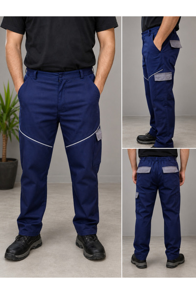 Lion Navy Blue Reflective Work Pants with Cargo Pockets