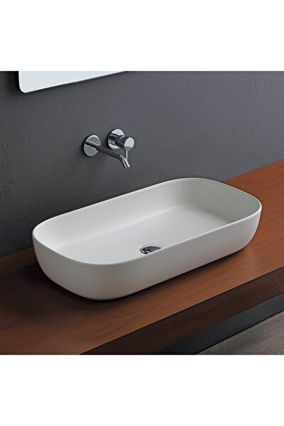 SCARABEO Glam 1803-301 White Matt Πορσελάνινος Νιπτήρας Μπάνιου Επιτραπέζιος ...