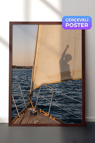 Postifull Sailing and Sea Poster, Brown Framed Poster, Old Money Series, No:1...