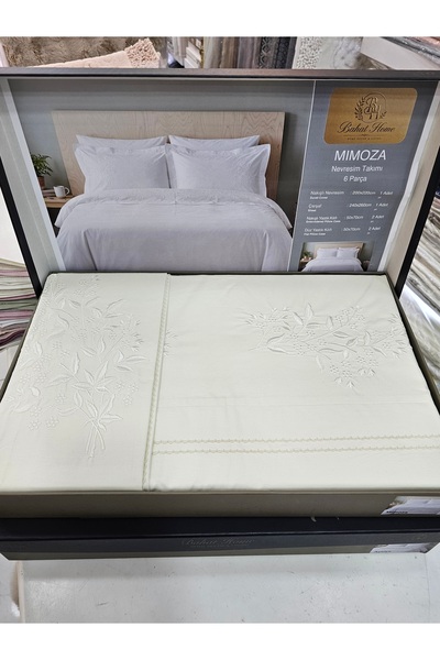 KÜBRAHOME'S Cotton 6-Piece Embroidered Double Duvet Cover Set