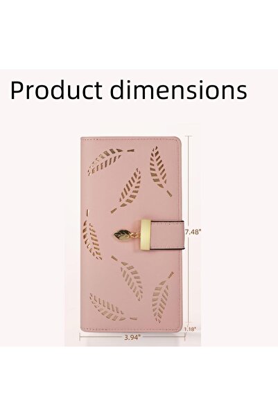 Generic Women's Leather Wallet with Gold Leaf Design, Card Holder Clutch with...