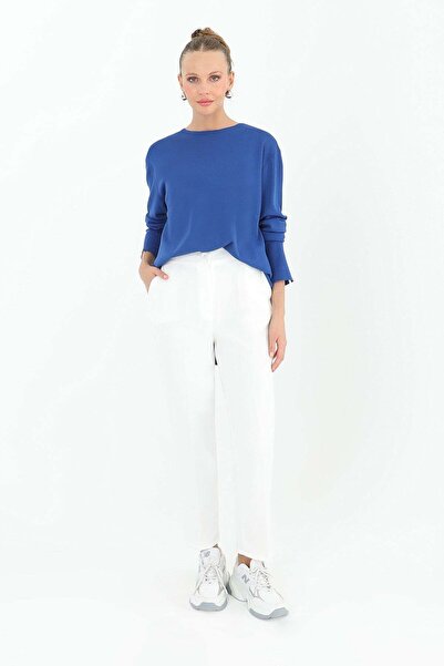 Puane Ženske pantalone od tkanine u obliku šargarepe - 18118PNT - EKRU