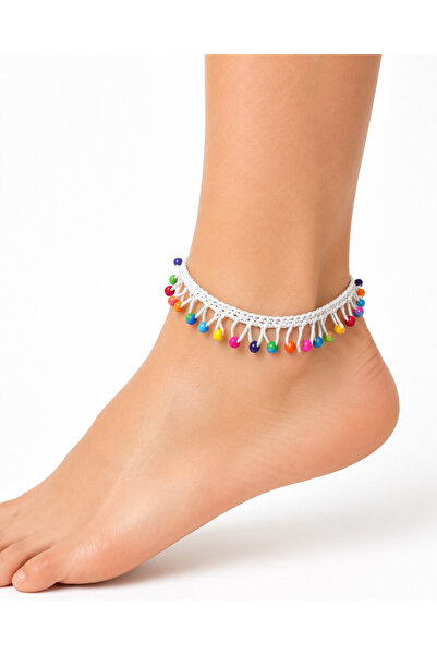 NEHOLİA Hand Knitted Colorful Beaded Anklet Women's Summer Bohemian Ankle Acc...