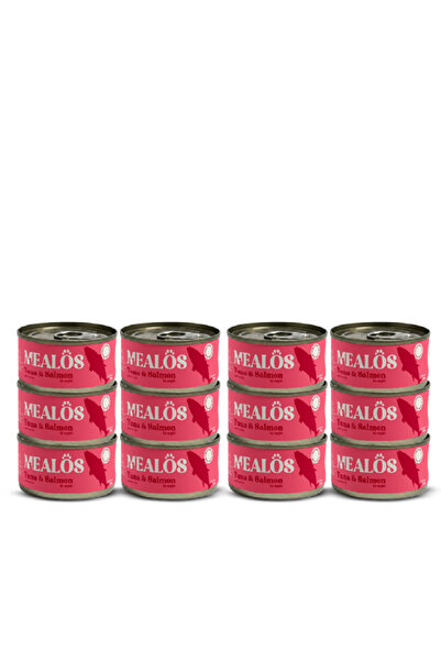 MEALOS Milos Canned Wet Cat Food with Tuna and Salmon in Jelly 12 Pcs in 80g