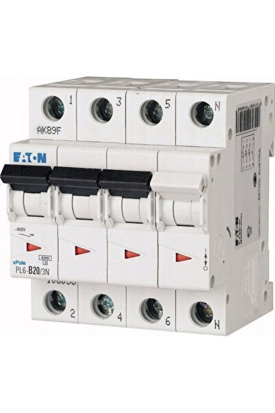 Eaton Disjunctor automat 3P+N D 20A 6kA AC Pl6-d20/3n 165038