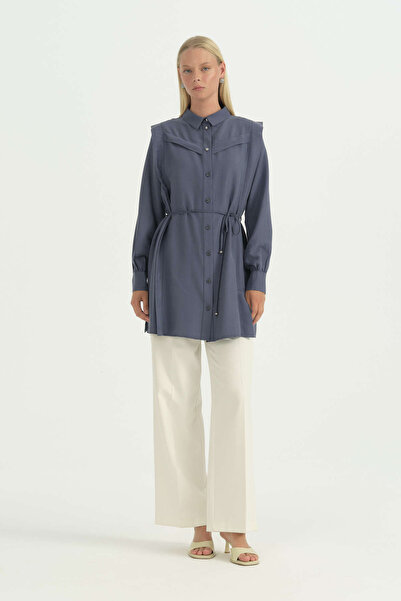 Nihan Beli Belted Lyocell Tunic - Indigo