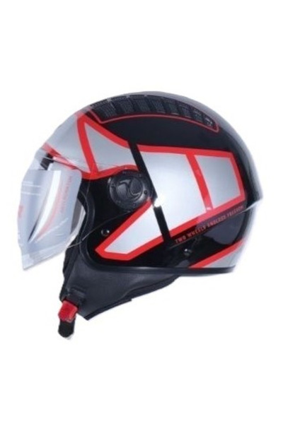 NCR 230 YARIM YAZLIK KASK SİYAH KIRMIZI GRAFİK ECE BELGELİ