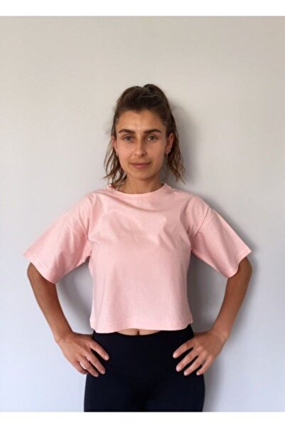 luci sports Women's Baby Pink Organic Cotton Cropped t-shirt