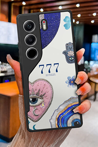 TECNO Camon 40 Uyumlu Mistik Nazar 777 Desenli Parlak Baskılı Kamera Korumalı...