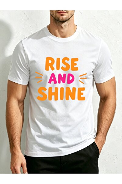 NOURAM تي شيرت Morning Shine Graphic Design للرجال برقبة دائرية، تصميم فضفاض،...