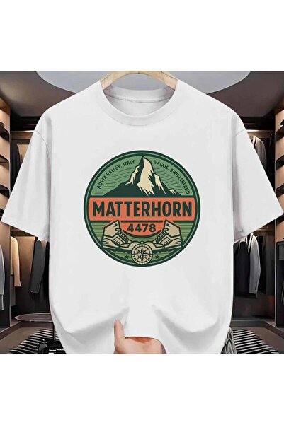 12 Teknoloji Matterhorn Men'S T-Shirt Mountain Hiking Compass Badge Print Pat...
