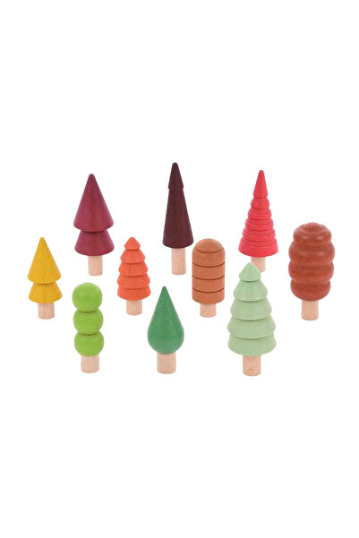 TickiT Set of 10 colorful wooden trees Woodland Trees