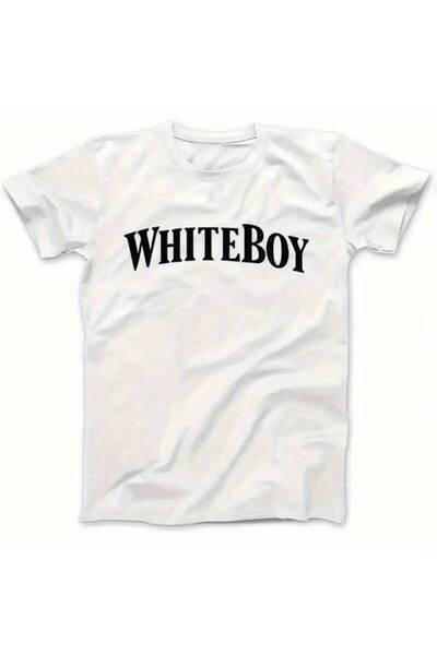 212Wear قميص رجالي من WHITEBOY بطباعة جرافيك - أبيض مع طباعة سوداء بارزة، قمي...