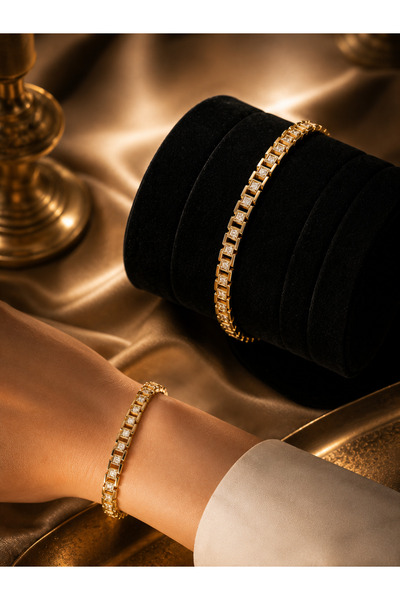 Elmosia Jewelry سوار رولكس بتصميم حجر الزركون، لا يتأكسد، لون ذهبي، سوار نسائ...