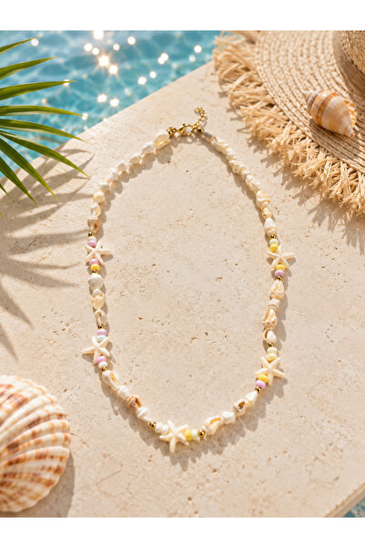 Lilith Takı Sea Star Detailed Seashell Necklace – Bohemian Summer Choker Neck...