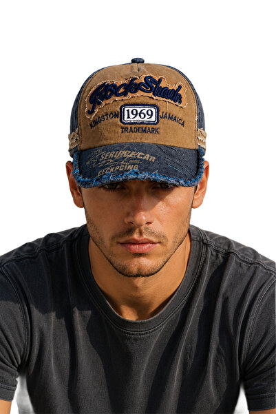 HatClub Exclusive Men's Vintage Washed Baseball Cap with Rock Shark Embroider...