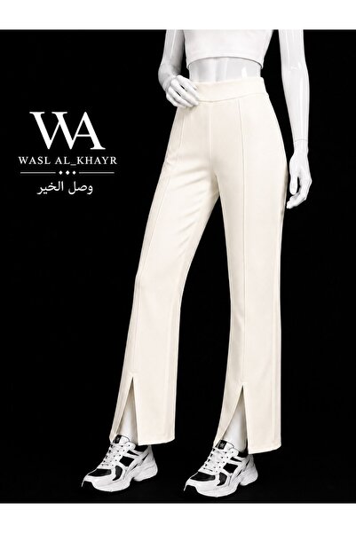WASL ALKHAIR Women's High Waist Wide Leg Pants with Front Slit - Available in...