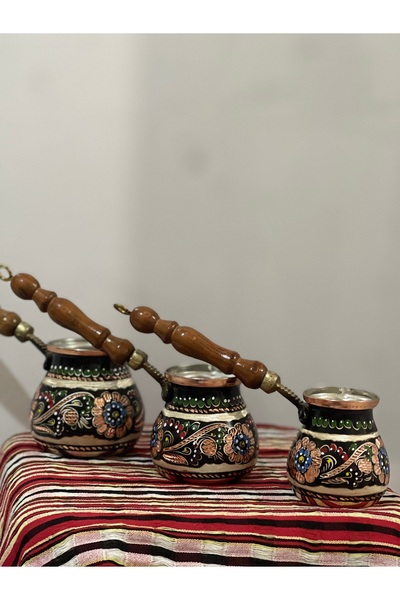uzunoğlu bakır ürünleri Uzunoğlu Copper Copper 3-Piece Coffee Pot Set