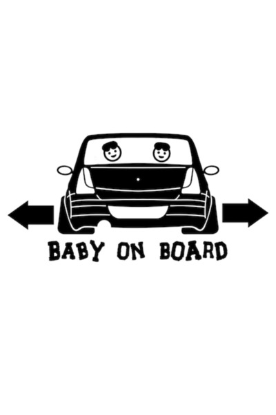 OEM Autocolant decorativ auto  "bebeluș la bord, logan'', 15cm, Negru