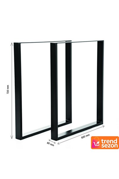 MACVI Set de 2 picioare metalice pentru masă, design modern industrial — Stab...
