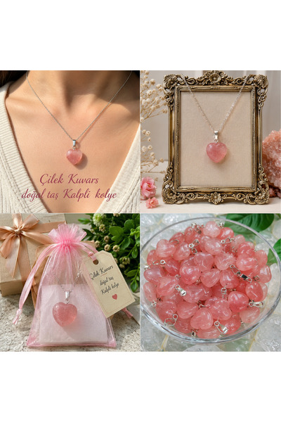 best bioenerji taş terapi Strawberry Quartz Natural Stone Heart Pendant – the...