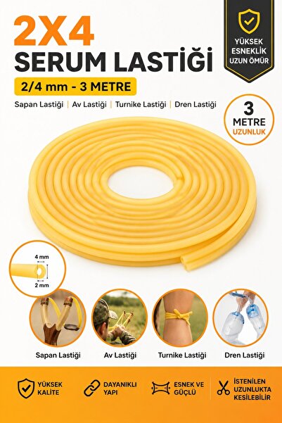 Hobialem 2x4 Serum Lastiği 3 Metre Sapan Lastiği Av Lastiği Turnike Dren Last...