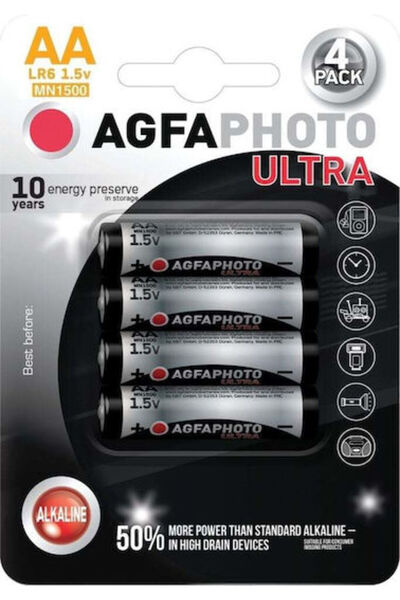 AgfaPhoto Pachet de 4 Baterii Alcaline AA Ultra 1.5V