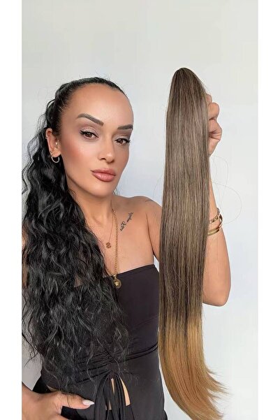 Suzan Peruk Kumral uçları ışıltılı mini mandallı tak ve çık at kuyruğu
