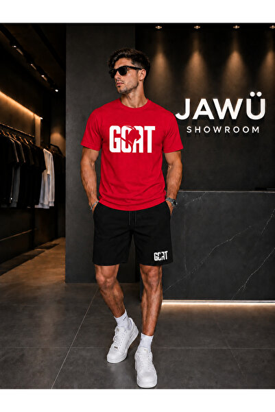 JAWÜ STYLE طقم تي شيرت وشورت مطبوع من GOAT مقاس كبير