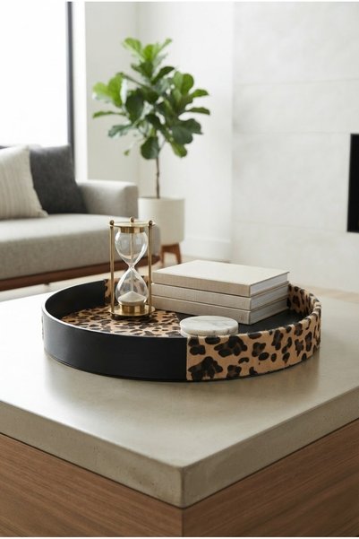 HANN Dekorasyon Tray Casalona Brown Leopard Feather