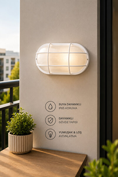 Trend Kitchen Marina Balkon, Teras ve Giriş Alanları İçin Beyaz Kafesli Oval ...