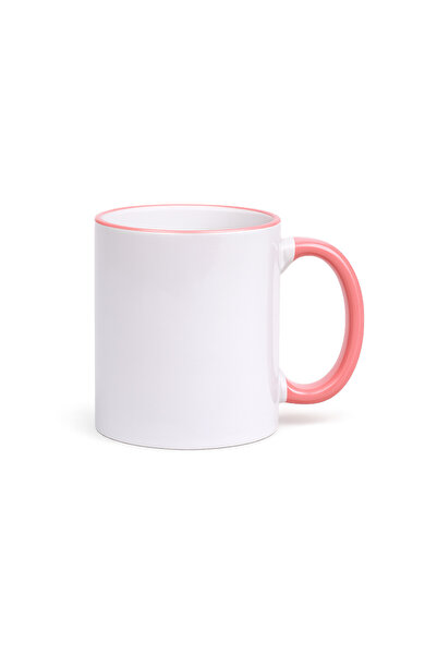 GENERIC4 Ceramic Cups Colored Rimmed 330ml Pink Color