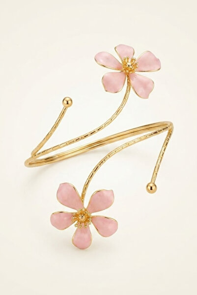 Jaida Moda Women's Floral Figured Sleeve Pazu Bracelet Adjustable