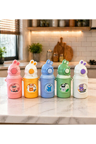 Empressco Sevimli Tavşan Tasarımlı Çocuk Çelik Termos, 500 ml, Askılı, Sağlık...