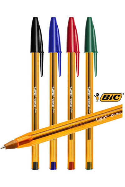 Bic Pix Cristal 0.3mm Portocaliu cu Cerneală Verde Cod: 872729