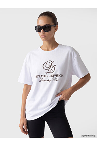 LC Waikiki Trendlucky Women's 100% Cotton Sports T-Shirt with a Difference in...
