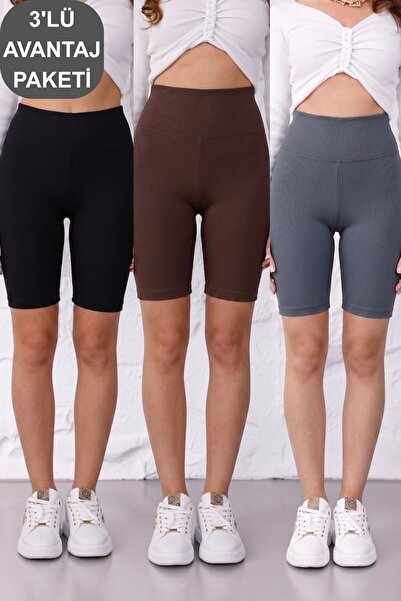 Mijja 3-Pack Women's No-Show Extra Flexible High Waist Biker Ribbed Shorts Le...
