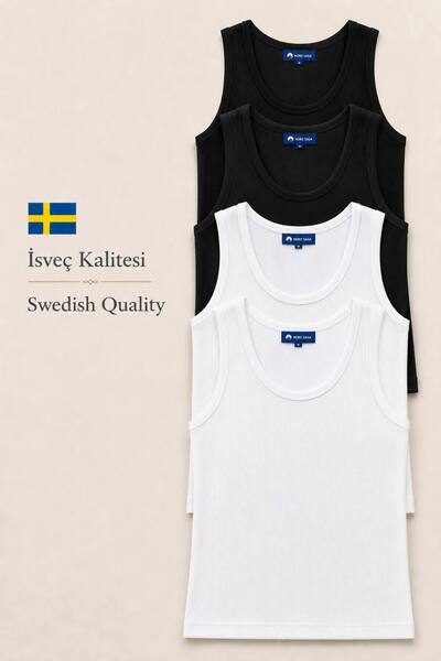 Nord Saga Swedish Quality 4-Piece Terry Fleece Thick Camisole Women's Bluz Ta...