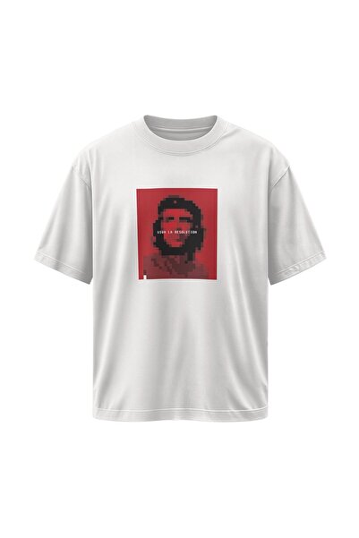 buzagi Viva La Resolution Oversize Unisex White T-Shirt