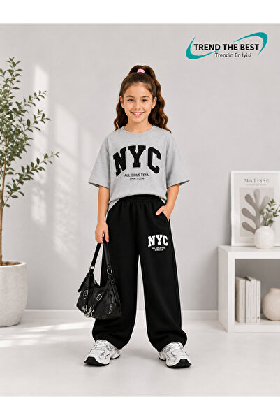 TREND THE BEST Trendin En İyisi Summer Girls Boys Unisex Kids Nyc Printed Bla...
