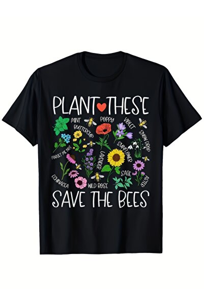 23 nisan Save the Bees T Shirt Plant Pollinator Wildflower Bee Design Ladybug...