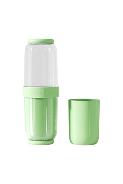 Arabest 3-Cup Green Travel Toothbrush Storage Cup, PP Plastic Dry-wet Separat...