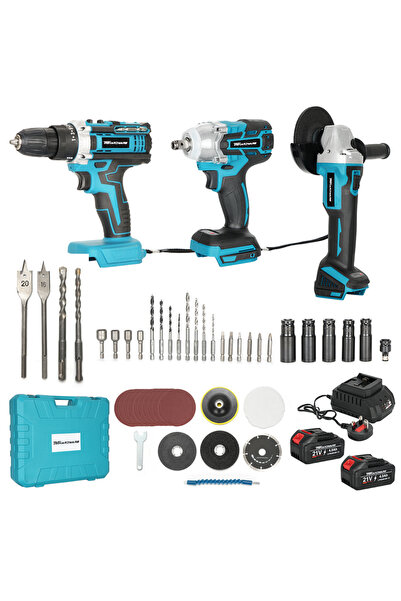 TriThardware 21V Power Tool Combo Kit, 2pcs Batteries, Charger, Impact Drill,...
