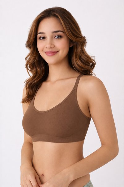 NBB Brown Lightly Supported Seamless Sports Bra