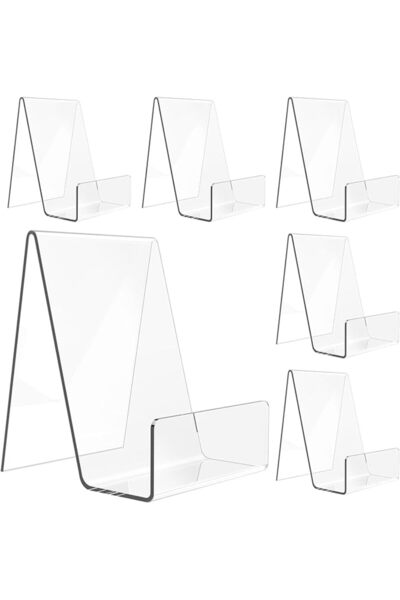 Arabest 6Pcs Clear Acrylic Book Display Stands 4 Inch Triangle Easel Holder F...