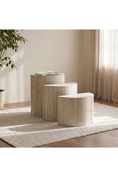 Danube Home Scallop Set Of 3 End Tables -Grey