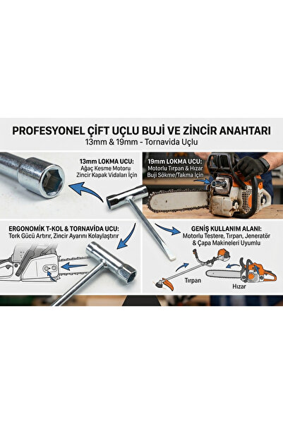 EMİRHANNALBUR Profesyonel Buji Anahtarı Tornavidalı - Ağaç Kesme Motoru Hızar...
