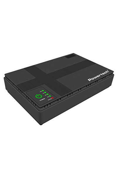 POWERTECH μίνι DC UPS PT-1434, 18W, 10400mAh, 3x DC, USB/LAN/POE, μαύρο